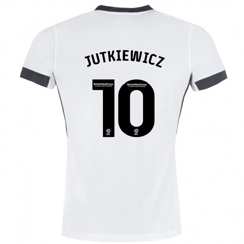 Danxen Niño Camiseta Lukas Jutkiewicz #10 Blanco Negro 2ª Equipación 2024/25 La Camisa