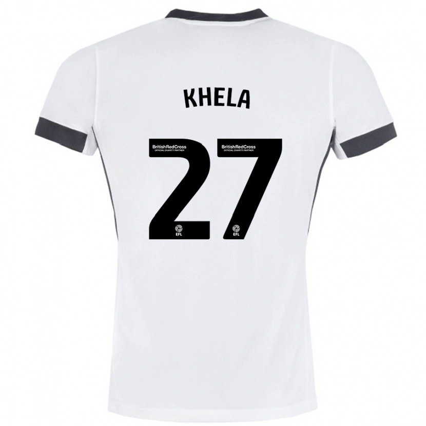 Danxen Niño Camiseta Brandon Khela #27 Blanco Negro 2ª Equipación 2024/25 La Camisa