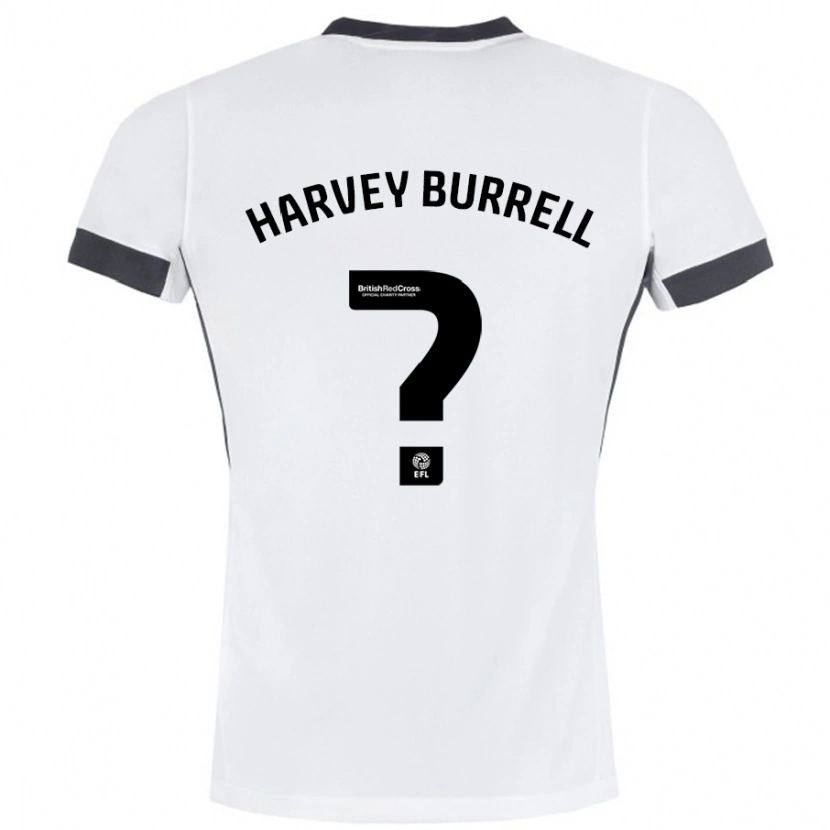 Danxen Niño Camiseta William Harvey Burrell #0 Blanco Negro 2ª Equipación 2024/25 La Camisa