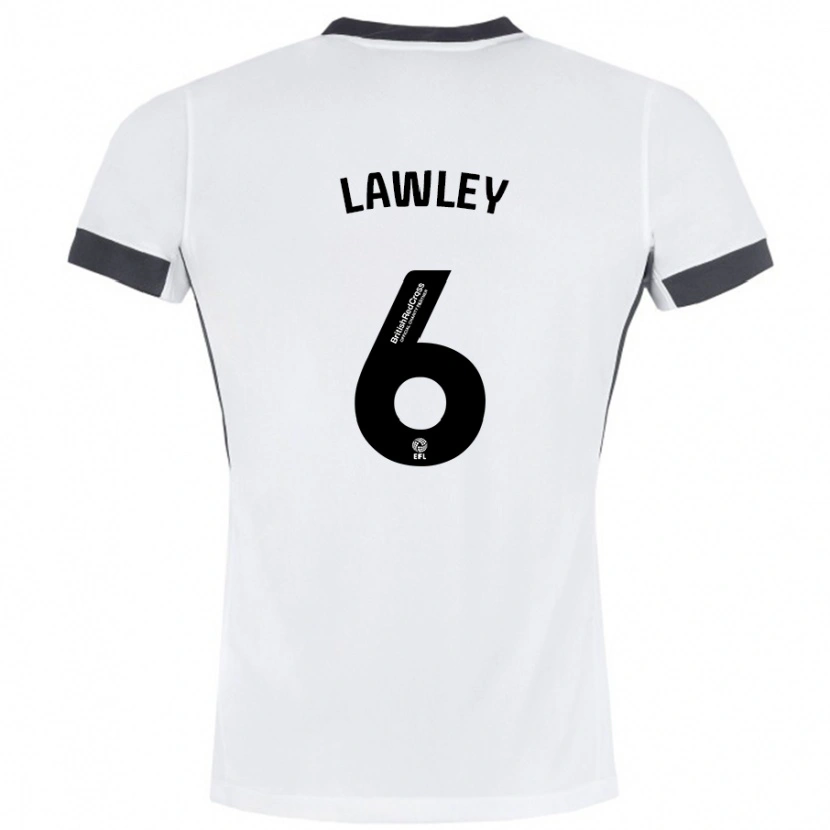 Danxen Niño Camiseta Gemma Lawley #6 Blanco Negro 2ª Equipación 2024/25 La Camisa