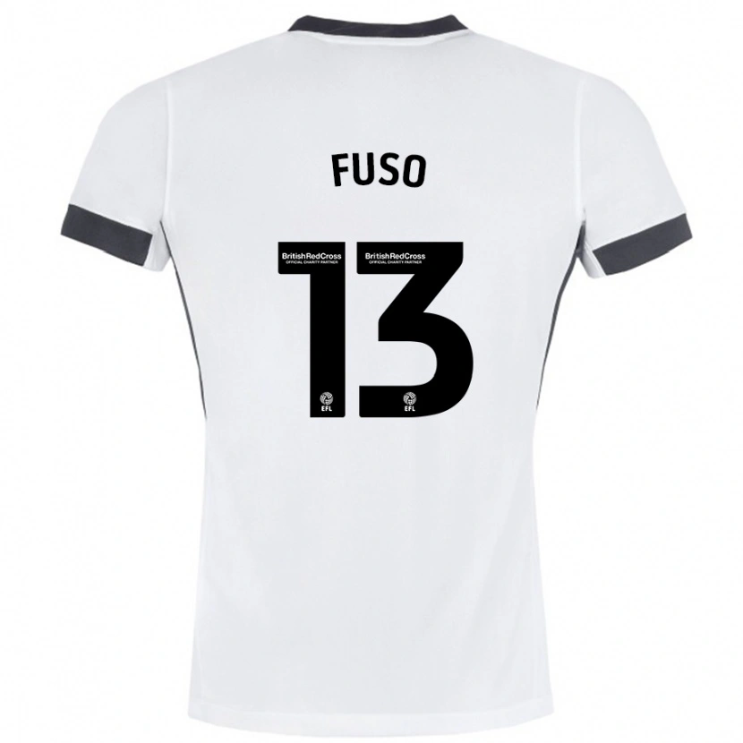 Danxen Niño Camiseta Ivana Fuso #13 Blanco Negro 2ª Equipación 2024/25 La Camisa