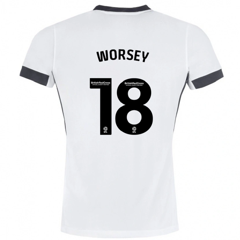 Danxen Niño Camiseta Louanne Worsey #18 Blanco Negro 2ª Equipación 2024/25 La Camisa