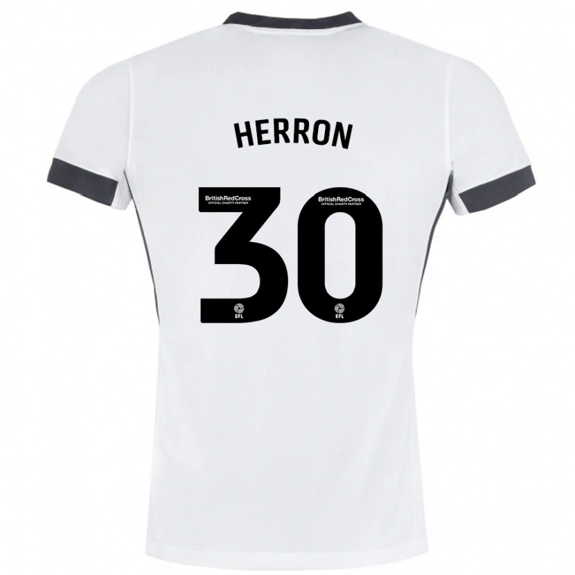 Danxen Niño Camiseta Neve Herron #30 Blanco Negro 2ª Equipación 2024/25 La Camisa