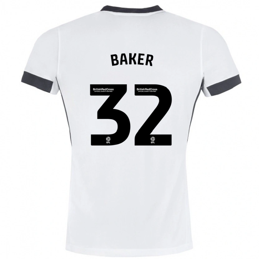 Danxen Niño Camiseta Ava Baker #32 Blanco Negro 2ª Equipación 2024/25 La Camisa