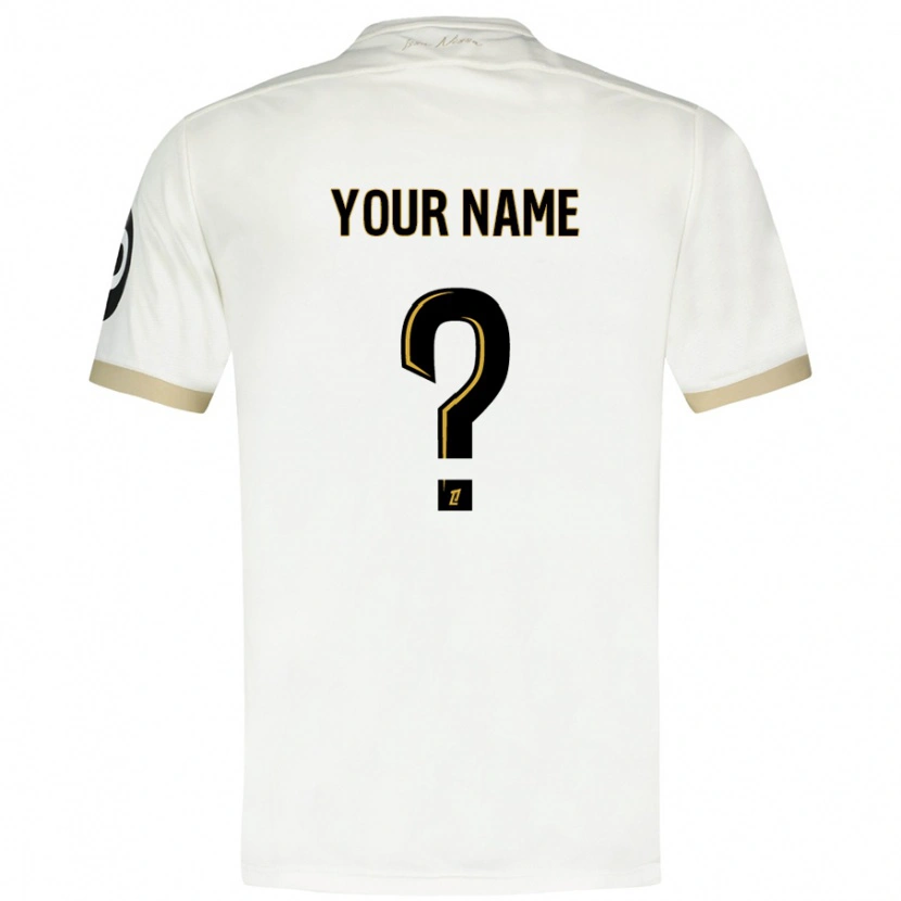 Danxen Niño Camiseta Su Nombre #0 Blanco Dorado 2ª Equipación 2024/25 La Camisa