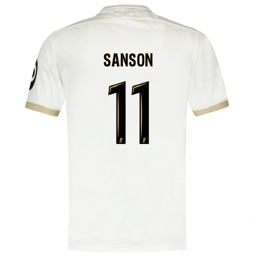 Danxen Niño Camiseta Morgan Sanson #11 Blanco Dorado 2ª Equipación 2024/25 La Camisa