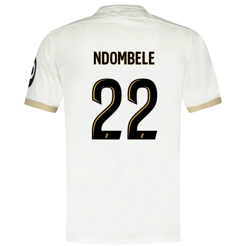 Danxen Niño Camiseta Tanguy Ndombélé #22 Blanco Dorado 2ª Equipación 2024/25 La Camisa