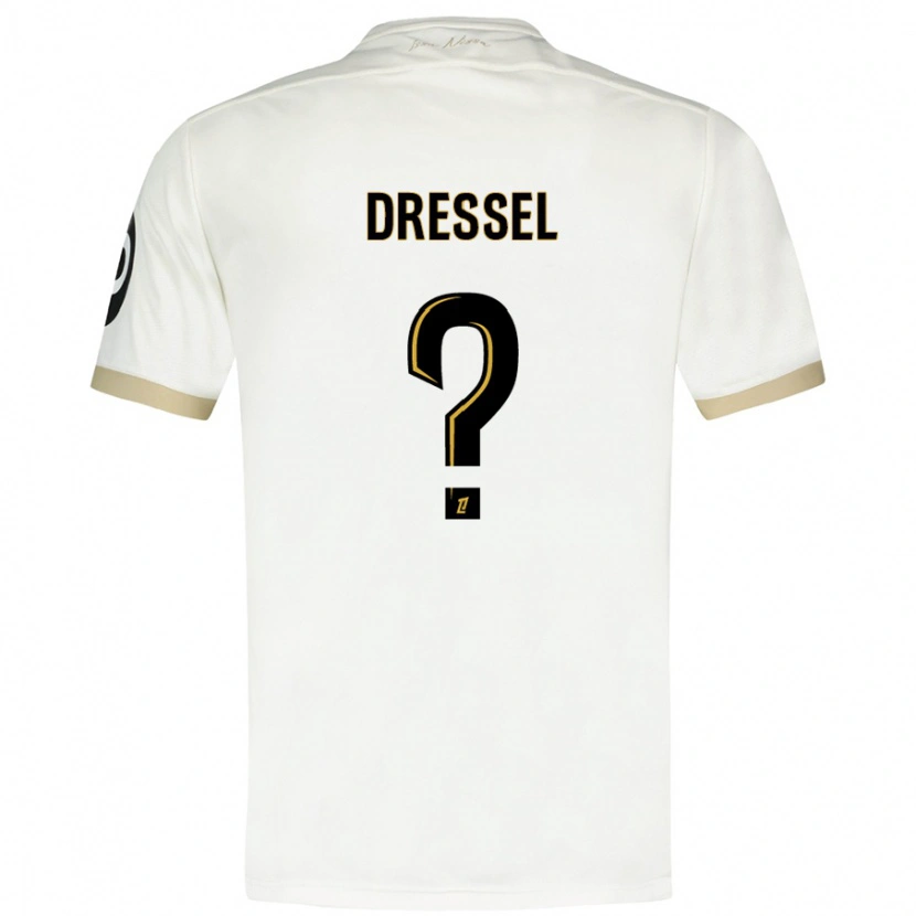 Danxen Niño Camiseta Charlie Dressel #0 Blanco Dorado 2ª Equipación 2024/25 La Camisa