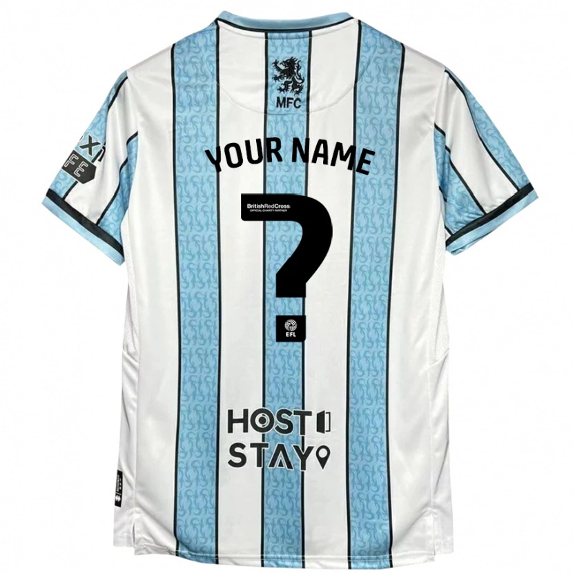 Danxen Niño Camiseta Su Nombre #0 Blanco Azul 2ª Equipación 2024/25 La Camisa