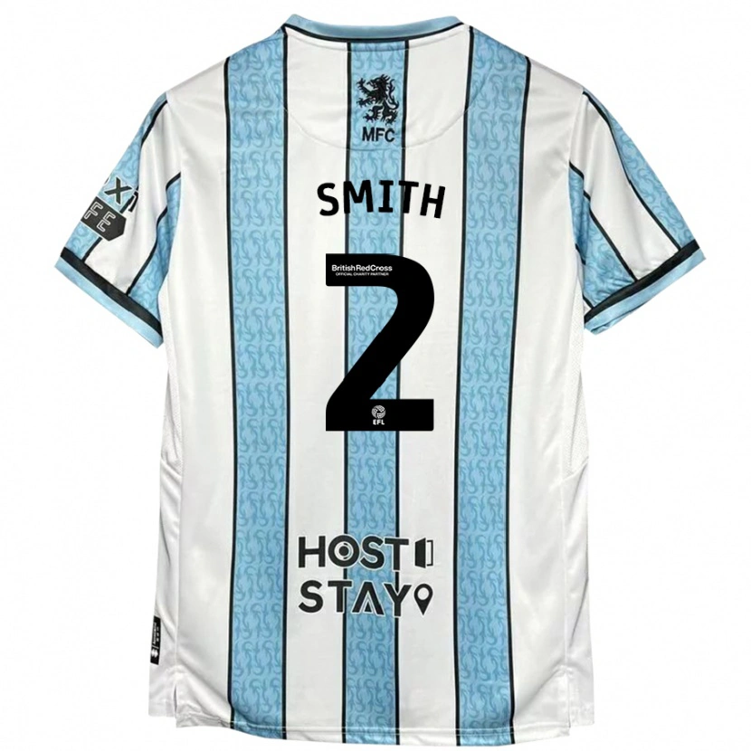 Danxen Niño Camiseta Tommy Smith #2 Blanco Azul 2ª Equipación 2024/25 La Camisa