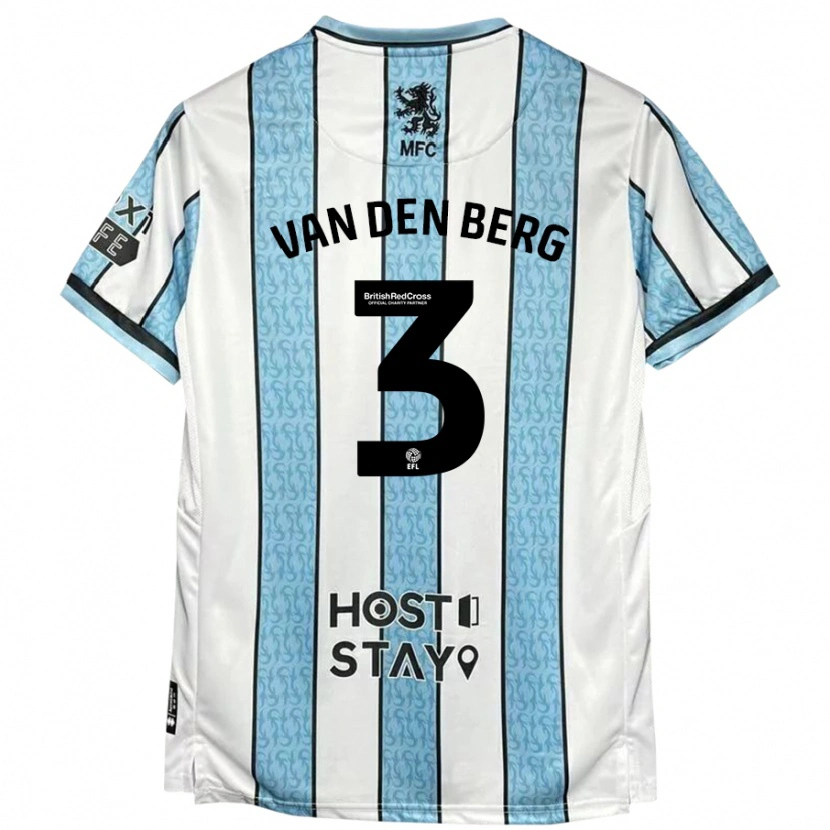 Danxen Niño Camiseta Rav Van Den Berg #3 Blanco Azul 2ª Equipación 2024/25 La Camisa