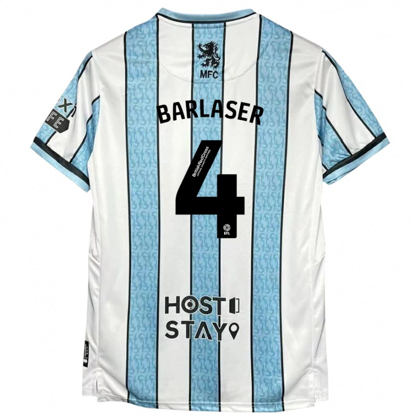 Danxen Niño Camiseta Dan Barlaser #4 Blanco Azul 2ª Equipación 2024/25 La Camisa