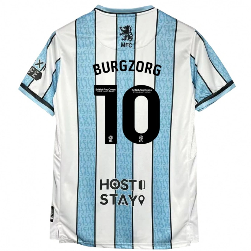 Danxen Niño Camiseta Delano Burgzorg #10 Blanco Azul 2ª Equipación 2024/25 La Camisa