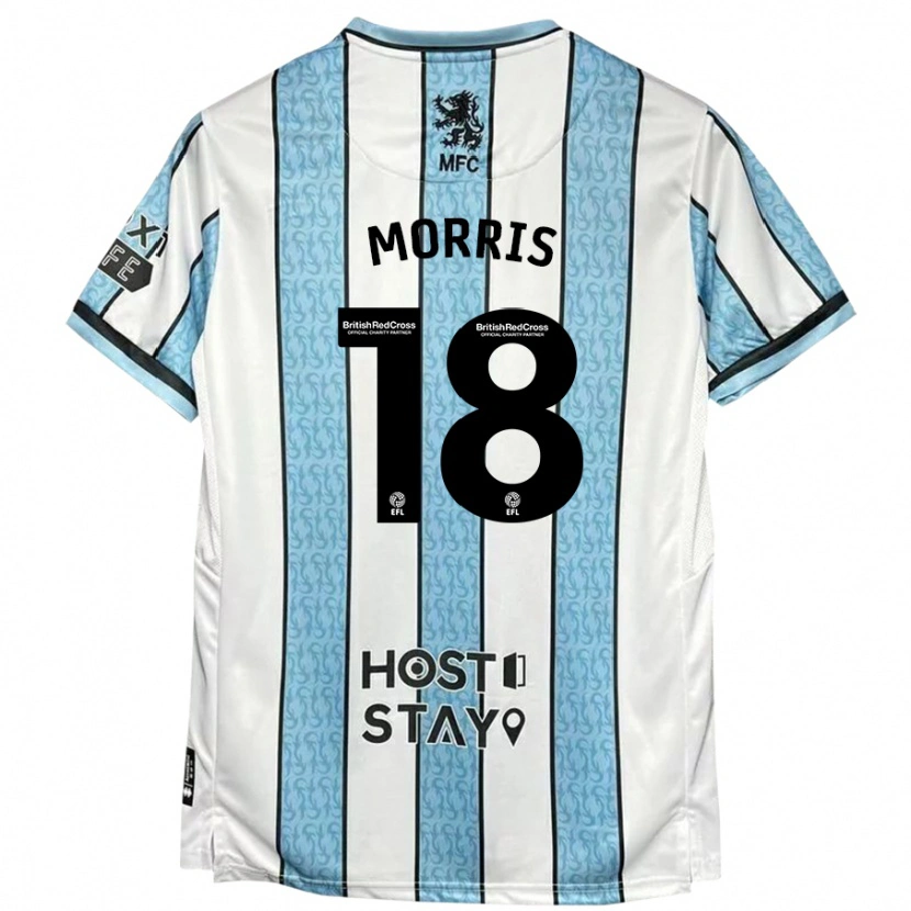 Danxen Niño Camiseta Aidan Morris #18 Blanco Azul 2ª Equipación 2024/25 La Camisa