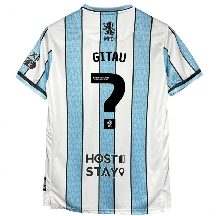 Danxen Niño Camiseta George Gitau #0 Blanco Azul 2ª Equipación 2024/25 La Camisa