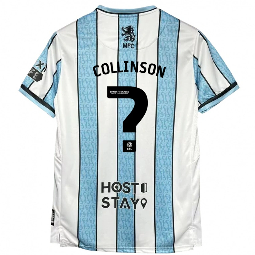 Danxen Niño Camiseta Isaac Collinson #0 Blanco Azul 2ª Equipación 2024/25 La Camisa