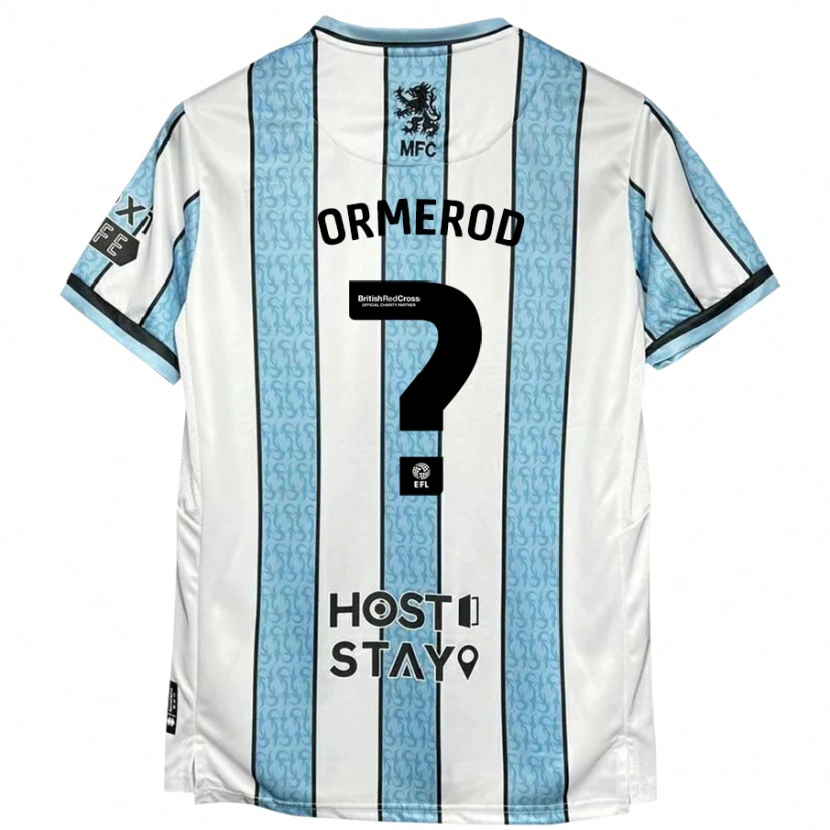 Danxen Niño Camiseta Eddie Ormerod #0 Blanco Azul 2ª Equipación 2024/25 La Camisa