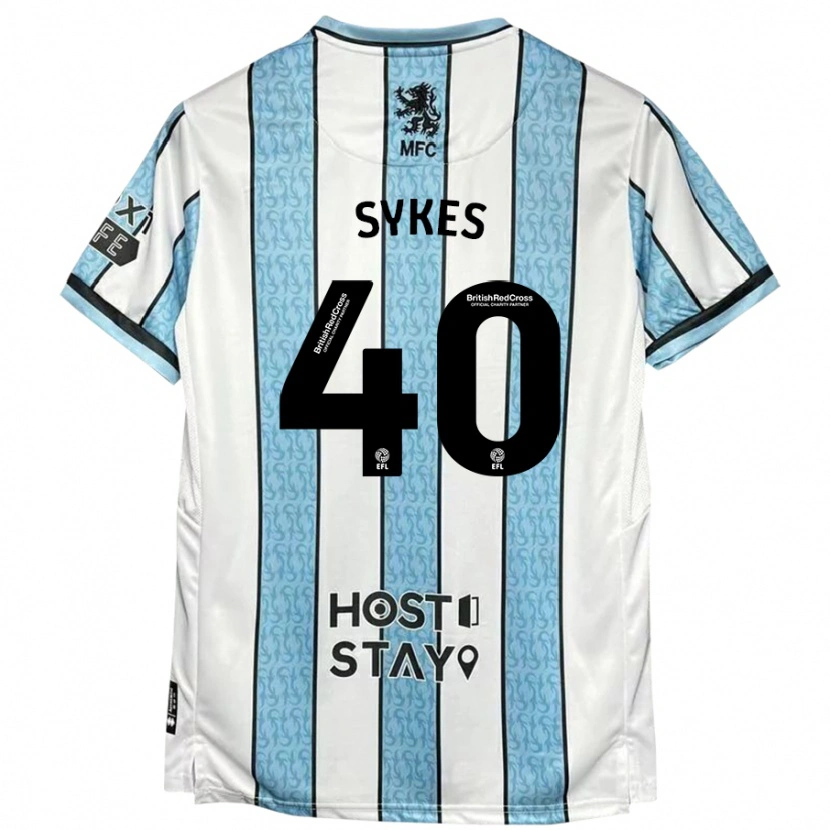 Danxen Niño Camiseta Cain Sykes #40 Blanco Azul 2ª Equipación 2024/25 La Camisa