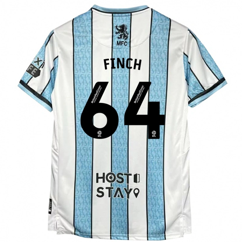 Danxen Niño Camiseta Sonny Finch #64 Blanco Azul 2ª Equipación 2024/25 La Camisa