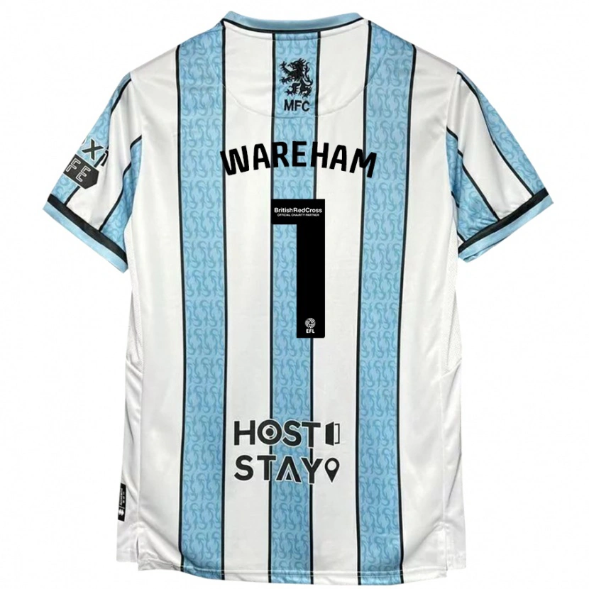 Danxen Niño Camiseta Laura Wareham #1 Blanco Azul 2ª Equipación 2024/25 La Camisa