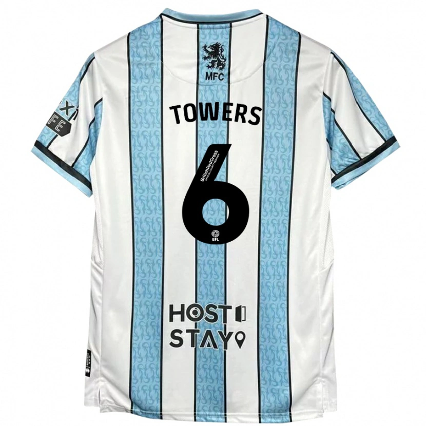 Danxen Niño Camiseta Abby Towers #6 Blanco Azul 2ª Equipación 2024/25 La Camisa