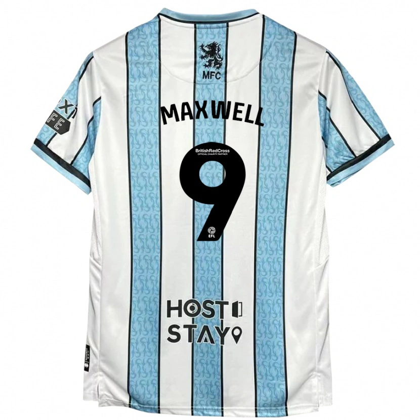 Danxen Niño Camiseta Armani Maxwell #9 Blanco Azul 2ª Equipación 2024/25 La Camisa