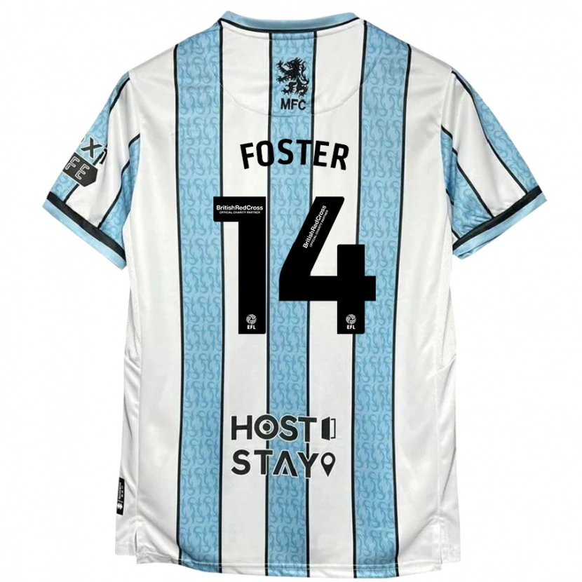 Danxen Niño Camiseta Emma Foster #14 Blanco Azul 2ª Equipación 2024/25 La Camisa