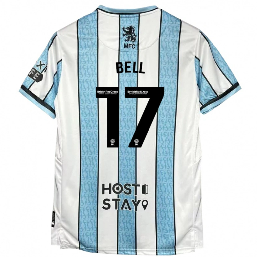 Danxen Niño Camiseta Millie Bell #17 Blanco Azul 2ª Equipación 2024/25 La Camisa