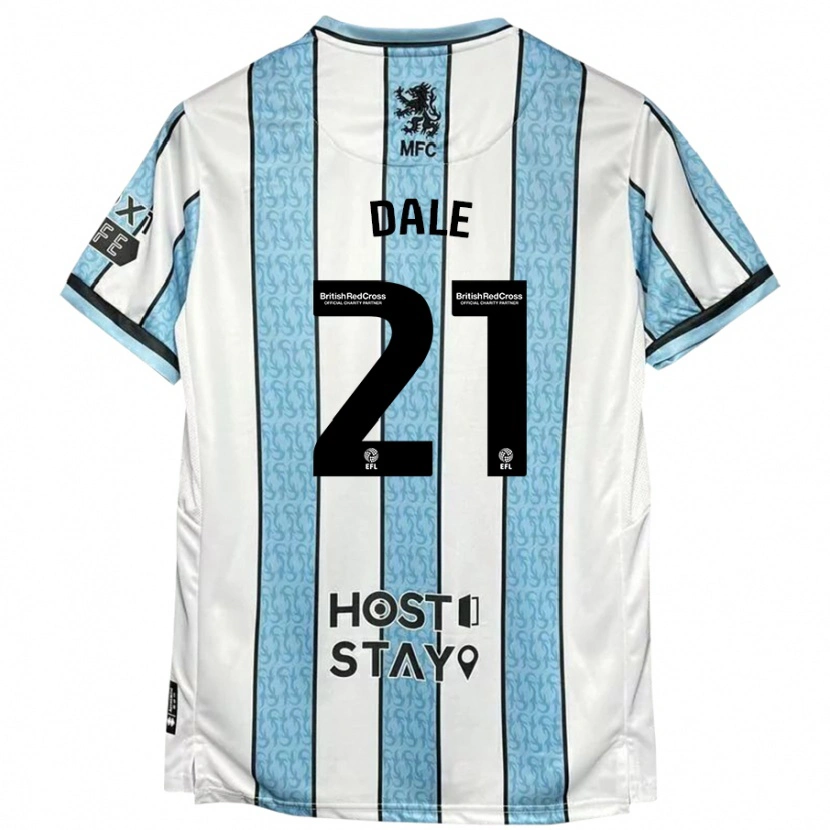 Danxen Niño Camiseta Faye Dale #21 Blanco Azul 2ª Equipación 2024/25 La Camisa