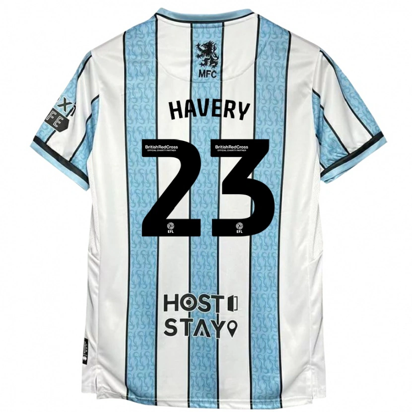 Danxen Niño Camiseta Nicole Havery #23 Blanco Azul 2ª Equipación 2024/25 La Camisa