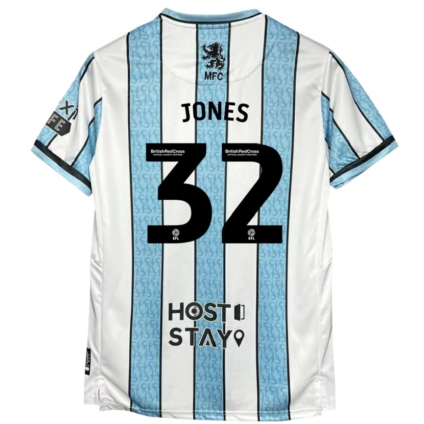 Danxen Niño Camiseta Jamie Jones #32 Blanco Azul 2ª Equipación 2024/25 La Camisa