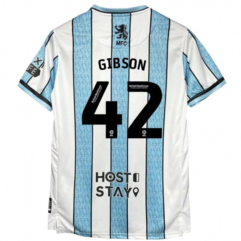 Danxen Niño Camiseta Joseph Gibson #42 Blanco Azul 2ª Equipación 2024/25 La Camisa