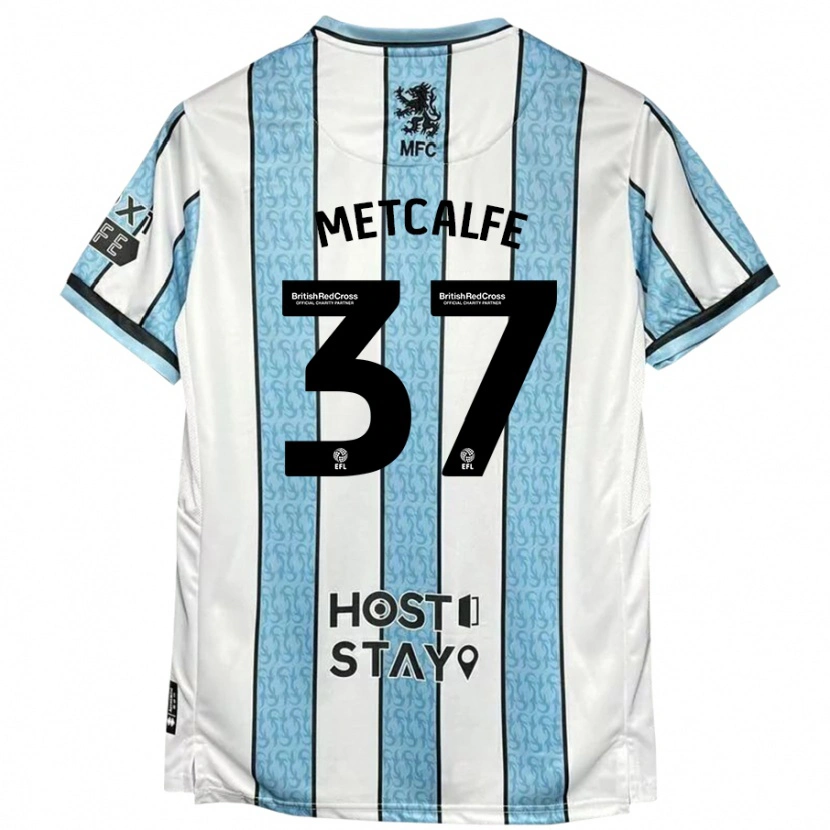 Danxen Niño Camiseta Max Metcalfe #37 Blanco Azul 2ª Equipación 2024/25 La Camisa