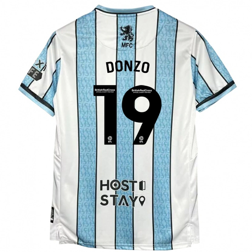 Danxen Niño Camiseta Jolie Donzo #19 Blanco Azul 2ª Equipación 2024/25 La Camisa