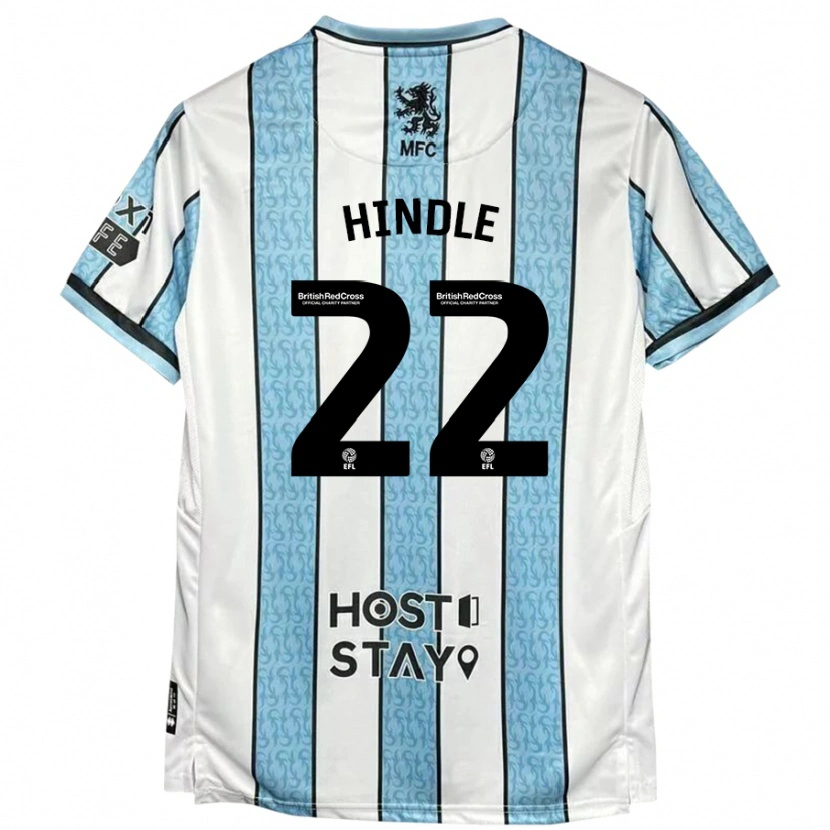 Danxen Niño Camiseta Rachel Hindle #22 Blanco Azul 2ª Equipación 2024/25 La Camisa