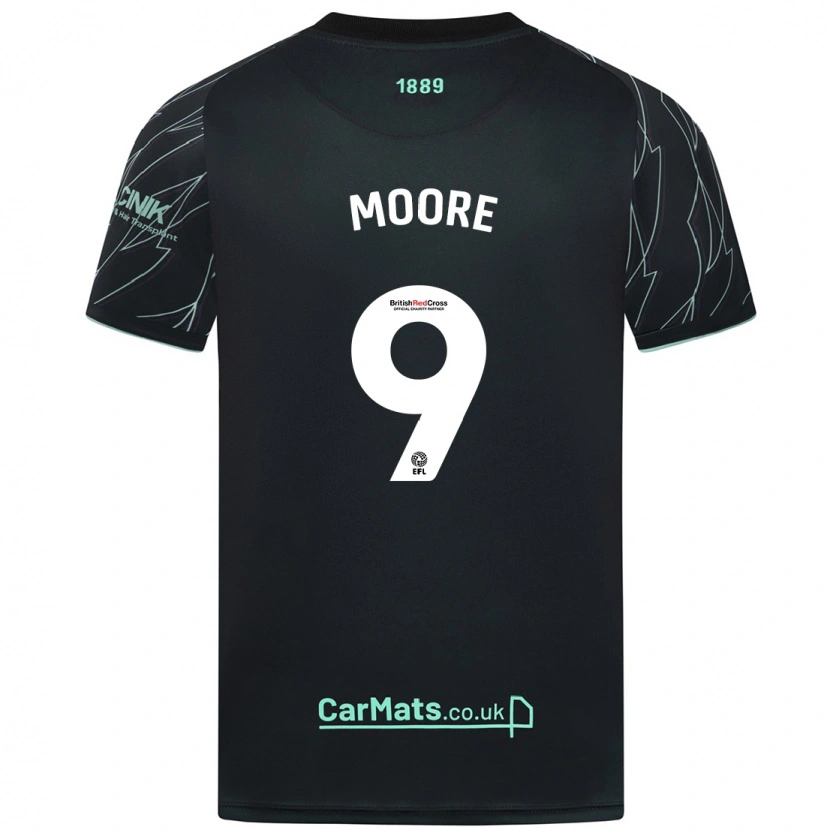 Danxen Niño Camiseta Kieffer Moore #9 Negro Verde 2ª Equipación 2024/25 La Camisa