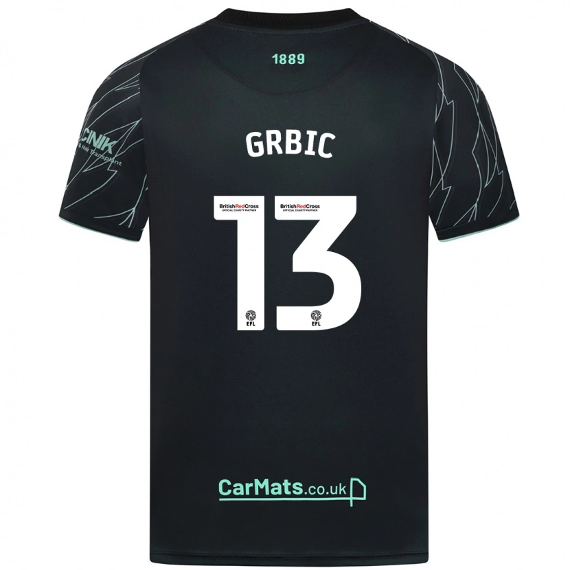 Danxen Niño Camiseta Ivo Grbic #13 Negro Verde 2ª Equipación 2024/25 La Camisa