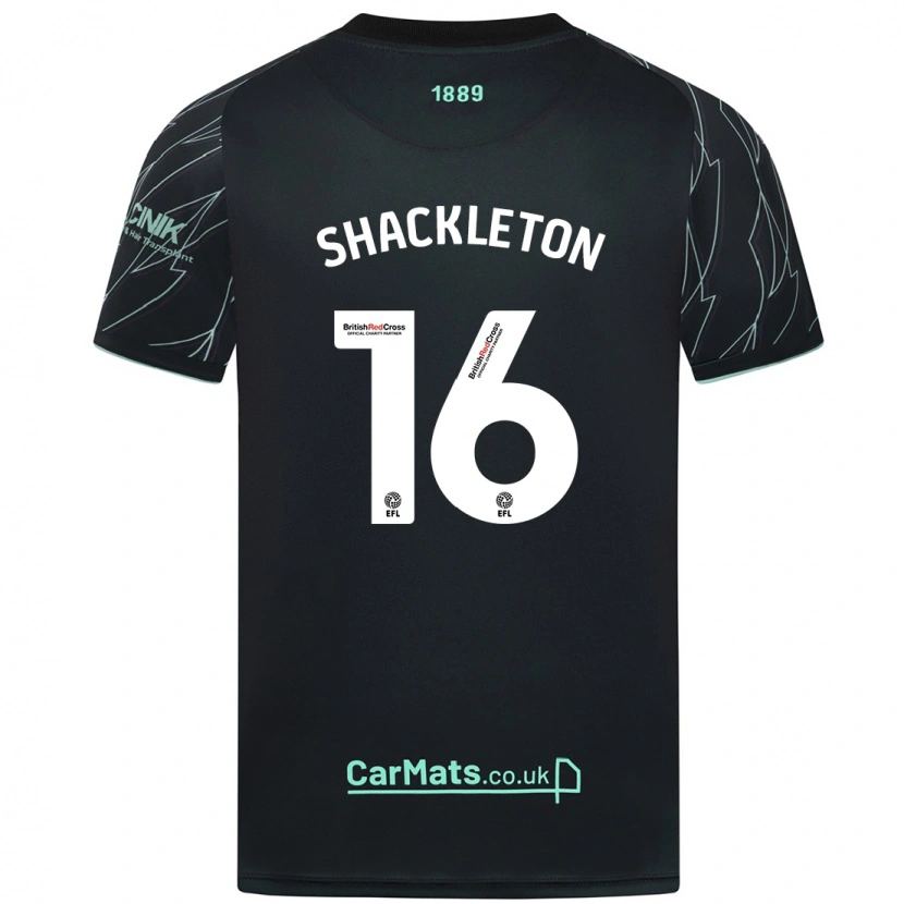 Danxen Niño Camiseta Jamie Shackleton #16 Negro Verde 2ª Equipación 2024/25 La Camisa