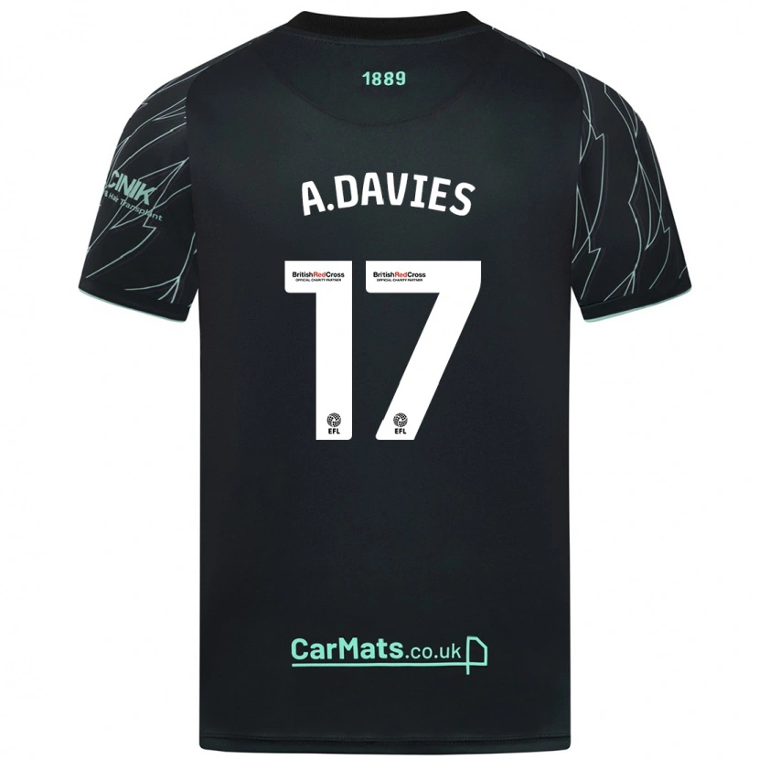 Danxen Niño Camiseta Adam Davies #17 Negro Verde 2ª Equipación 2024/25 La Camisa