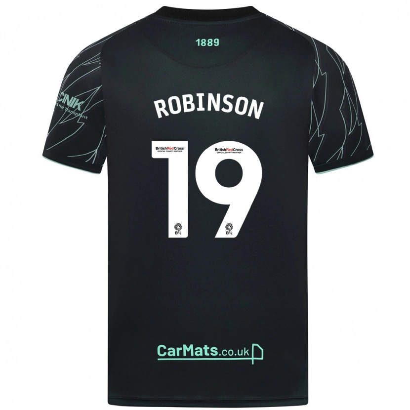 Danxen Niño Camiseta Jack Robinson #19 Negro Verde 2ª Equipación 2024/25 La Camisa