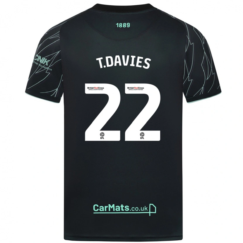 Danxen Niño Camiseta Tom Davies #22 Negro Verde 2ª Equipación 2024/25 La Camisa