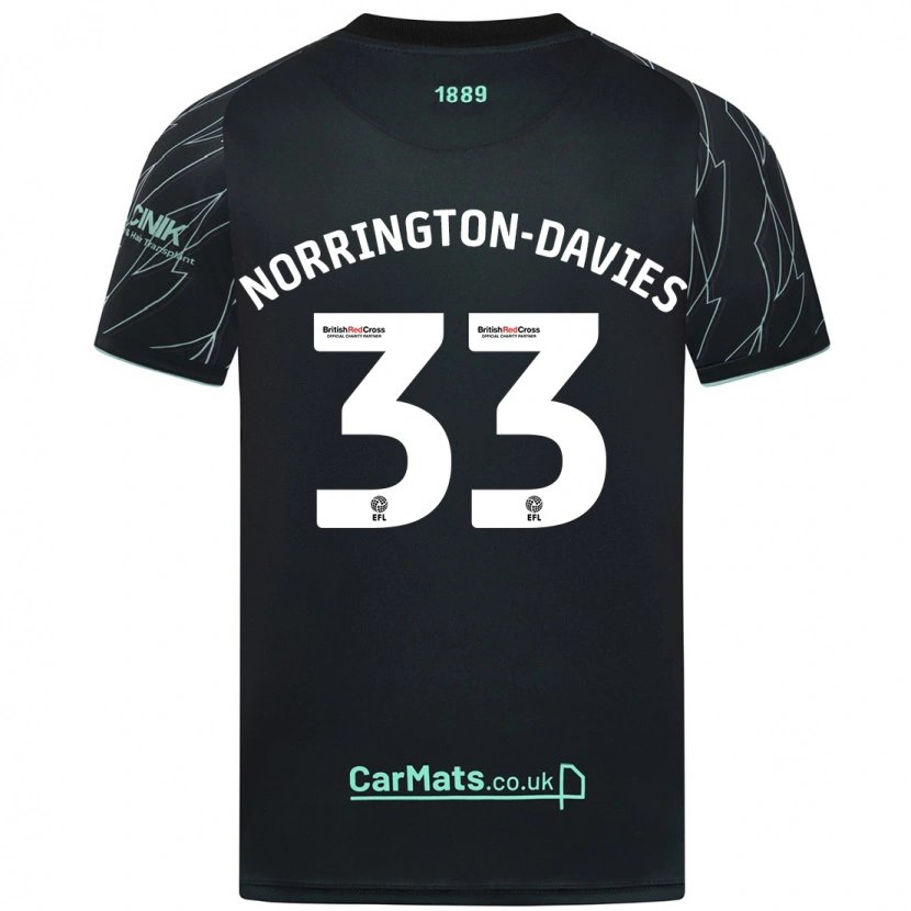 Danxen Niño Camiseta Rhys Norrington-Davies #33 Negro Verde 2ª Equipación 2024/25 La Camisa