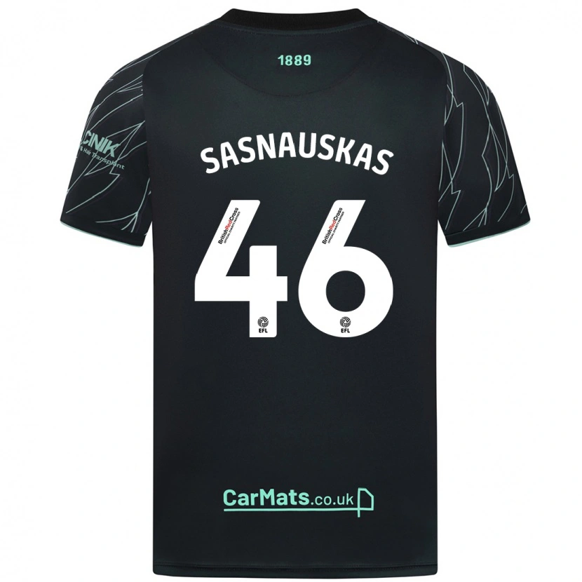 Danxen Niño Camiseta Dovydas Sasnauskas #46 Negro Verde 2ª Equipación 2024/25 La Camisa