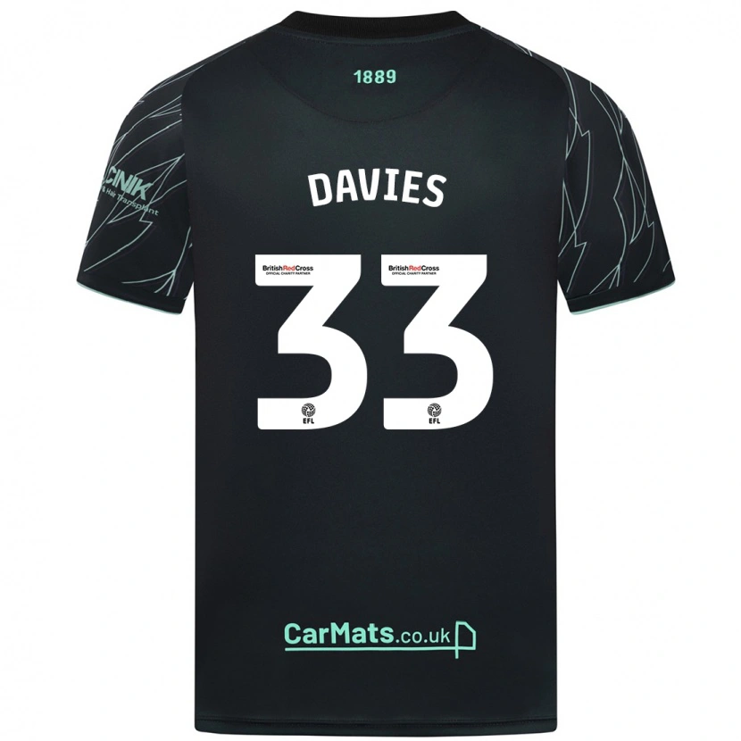 Danxen Niño Camiseta Bethan Davies #33 Negro Verde 2ª Equipación 2024/25 La Camisa