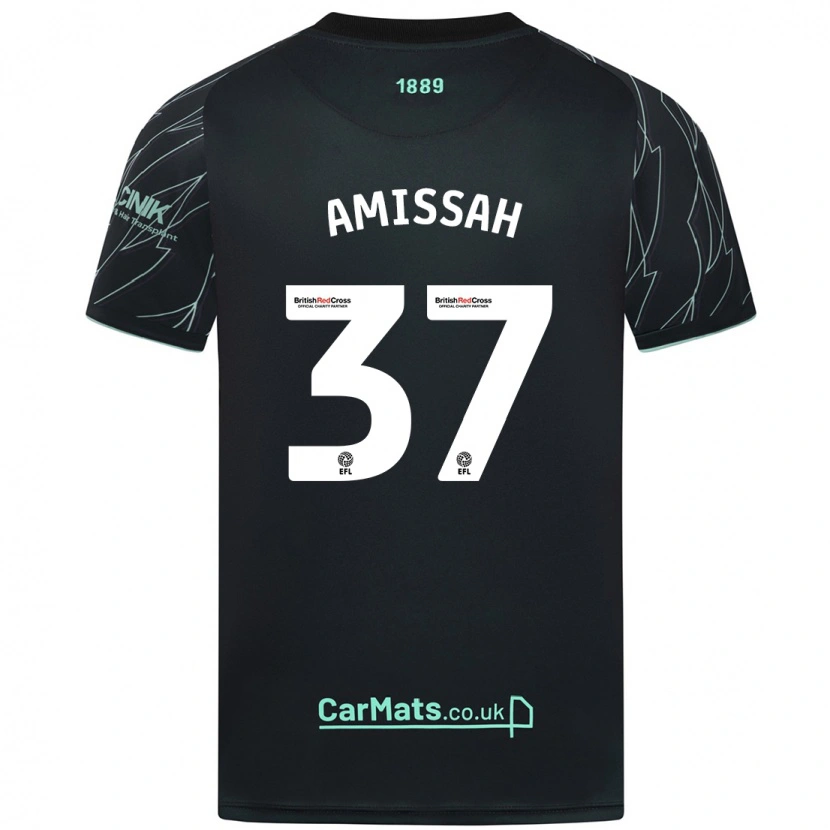 Danxen Niño Camiseta Jordan Amissah #37 Negro Verde 2ª Equipación 2024/25 La Camisa