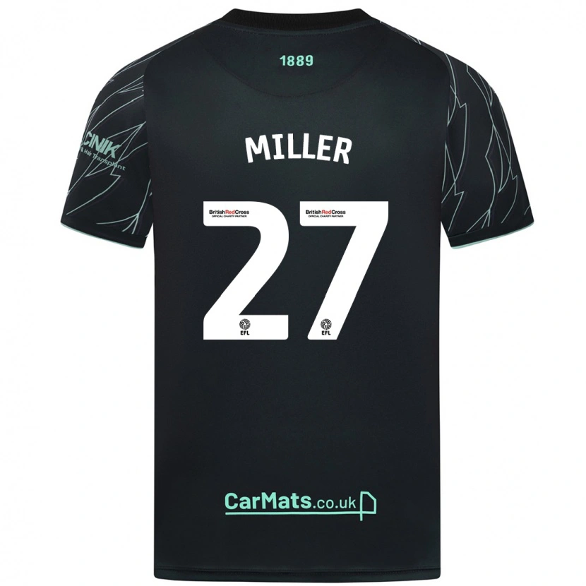 Danxen Niño Camiseta Lara Miller #27 Negro Verde 2ª Equipación 2024/25 La Camisa