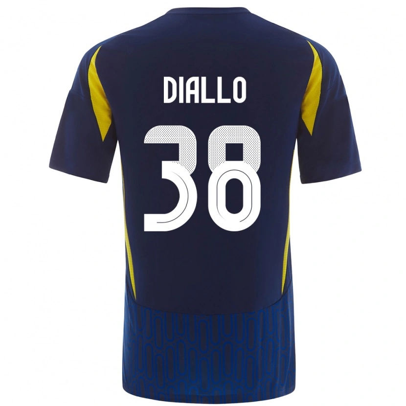 Danxen Niño Camiseta Aminata Diallo #38 Azul Amarillo 2ª Equipación 2024/25 La Camisa