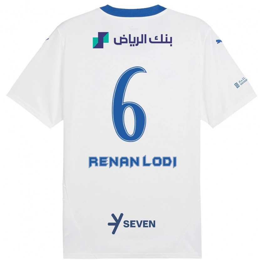 Danxen Niño Camiseta Renan Lodi #6 Blanco Azul 2ª Equipación 2024/25 La Camisa