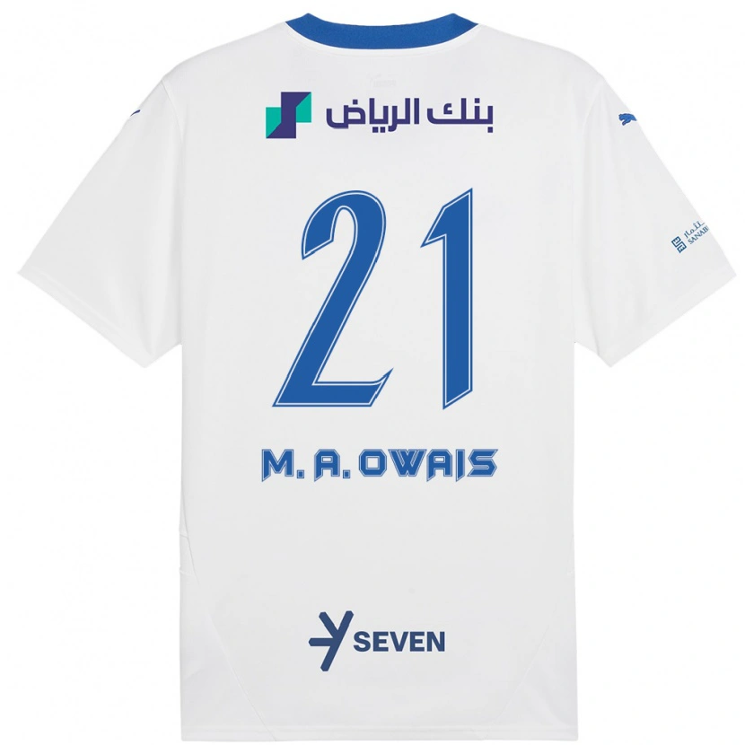 Danxen Niño Camiseta Mohammed Al-Owais #21 Blanco Azul 2ª Equipación 2024/25 La Camisa