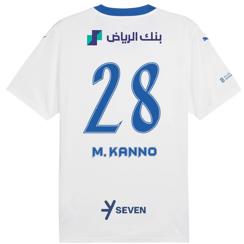 Danxen Niño Camiseta Mohamed Kanno #28 Blanco Azul 2ª Equipación 2024/25 La Camisa